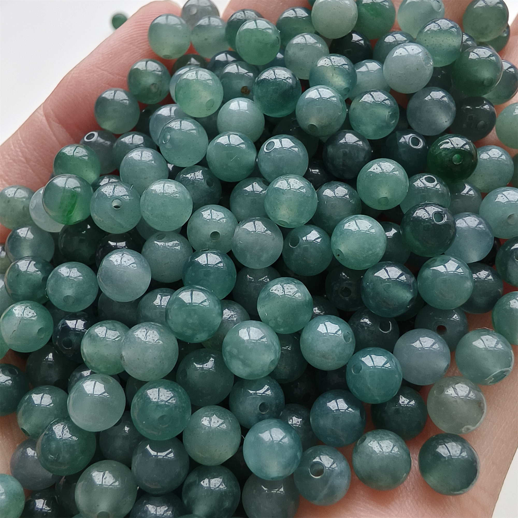 DDP 50pcs 5.7mm Natural Type A Untreated Icy Blue Guatemalan Jadeite Smooth Round Beads