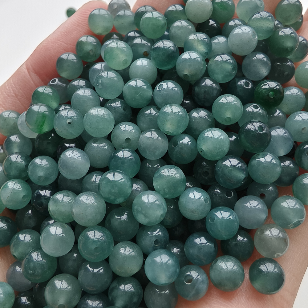 DDP 50pcs 5.7mm Natural Type A Untreated Icy Blue Guatemalan Jadeite Smooth Round Beads