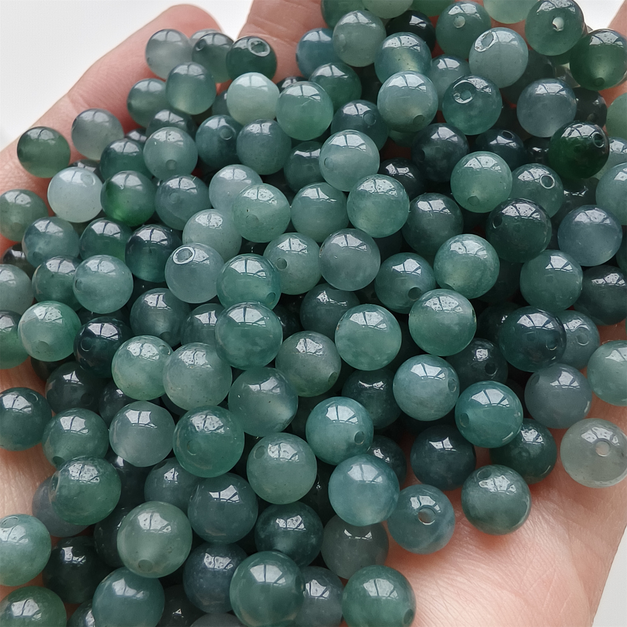DDP 50pcs 5.7mm Natural Type A Untreated Icy Blue Guatemalan Jadeite Smooth Round Beads