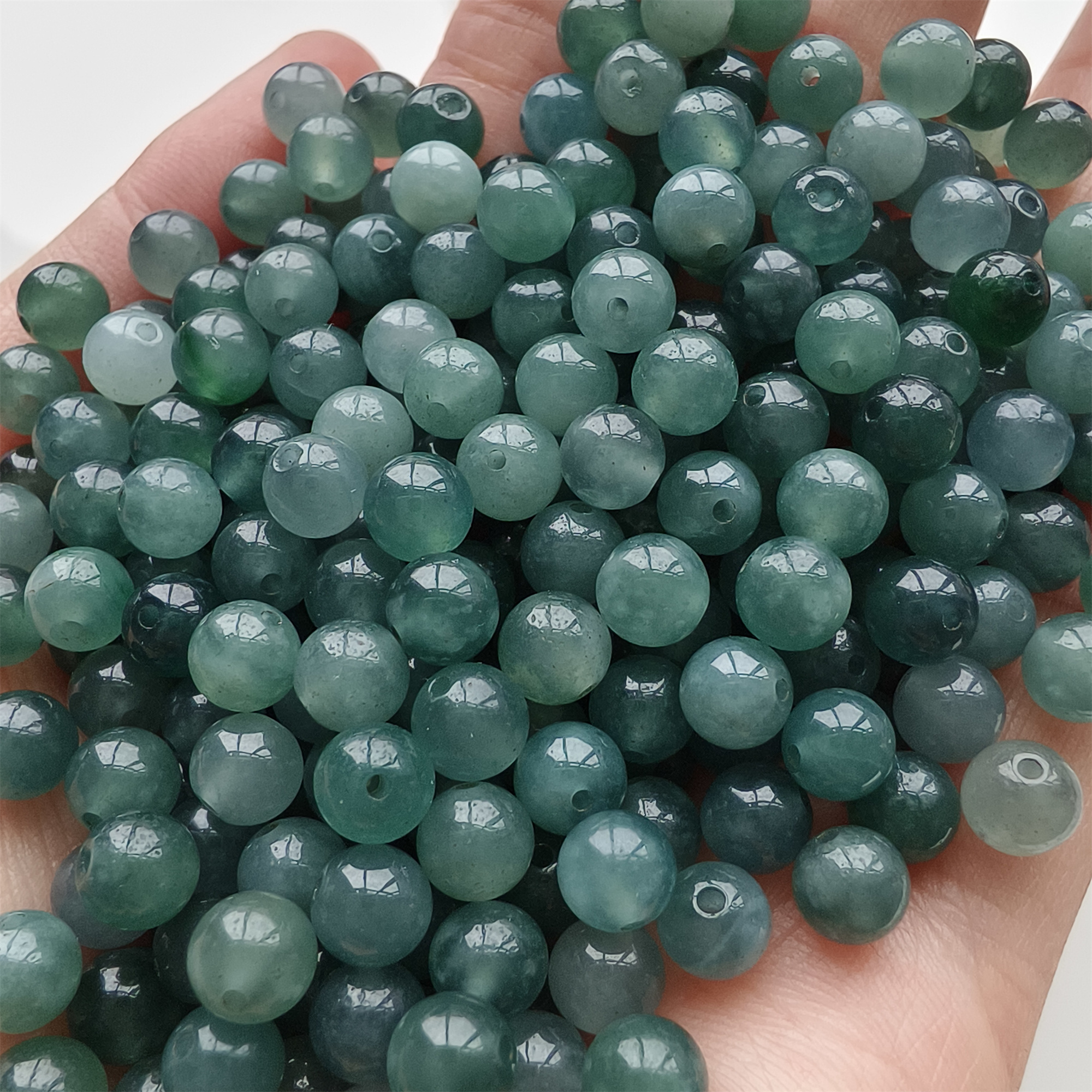 DDP 50pcs 5.7mm Natural Type A Untreated Icy Blue Guatemalan Jadeite Smooth Round Beads