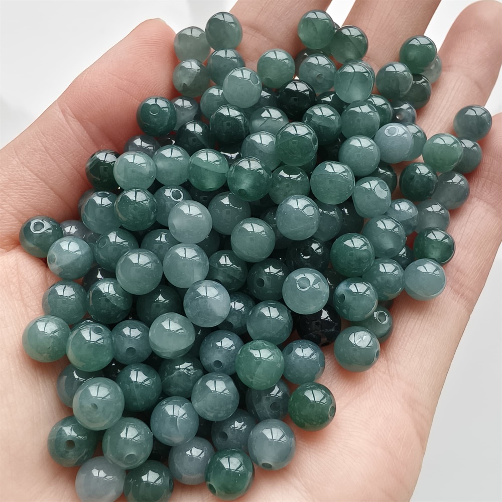 DDP 30pcs 6-6.5mm Natural Type A Blue Guatemalan Jadeite Round Beads