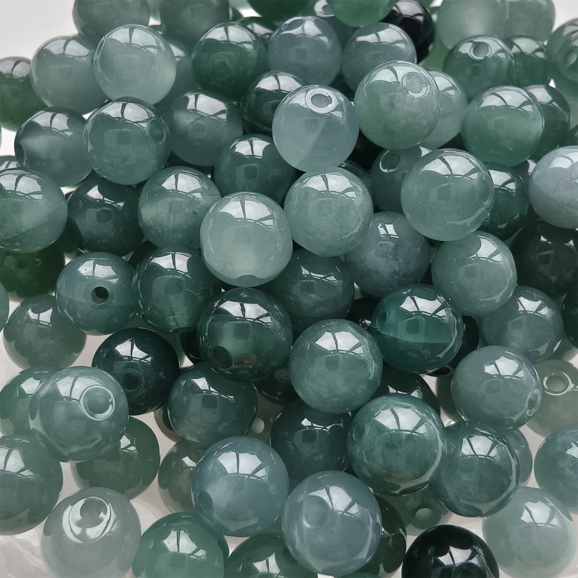 DDP 30pcs 6-6.5mm Natural Type A Blue Guatemalan Jadeite Round Beads