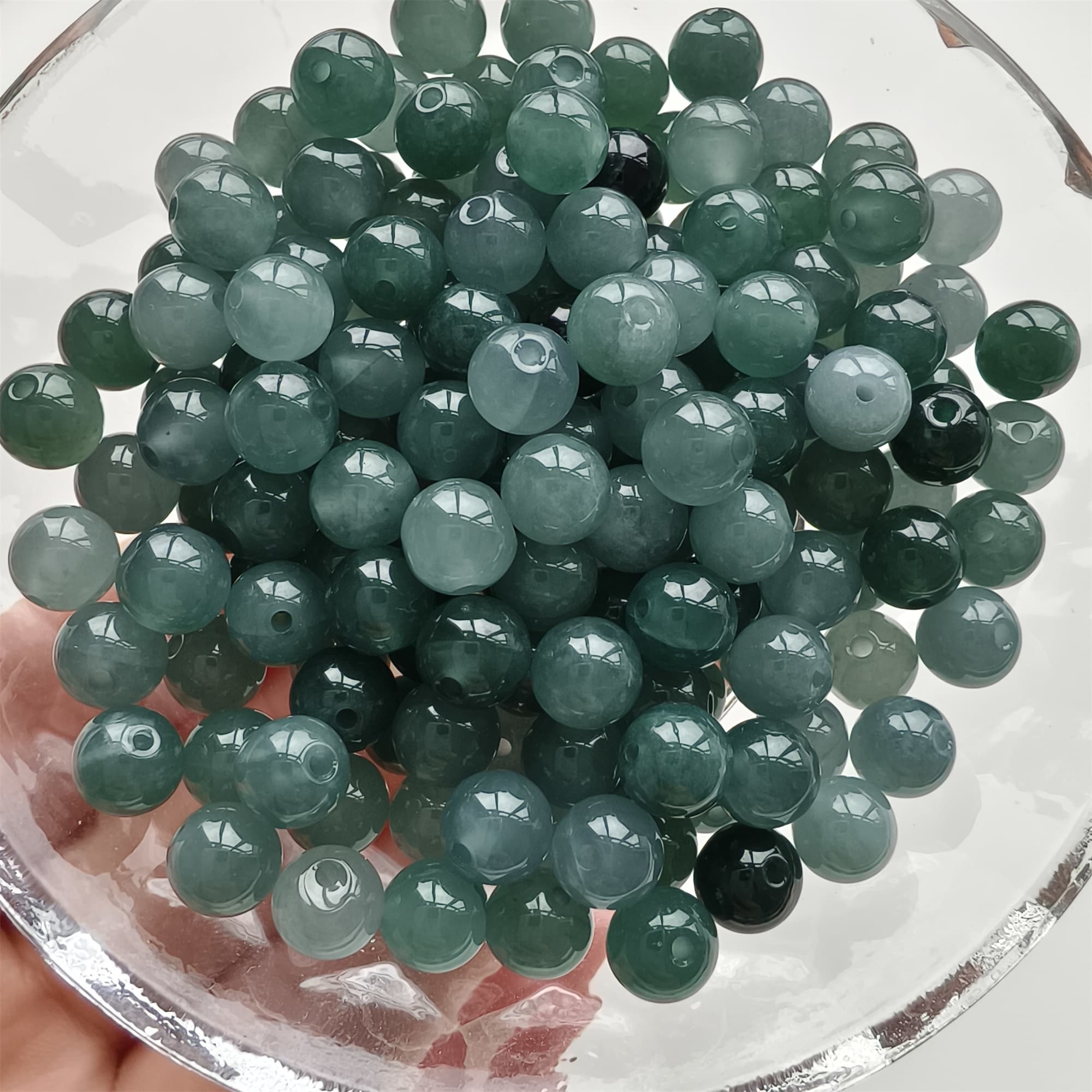 DDP 30pcs 6-6.5mm Natural Type A Blue Guatemalan Jadeite Round Beads