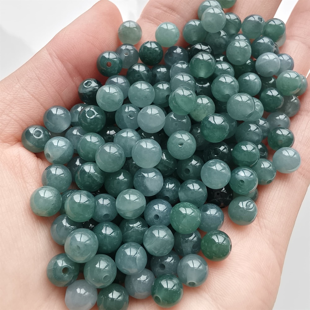 DDP 30pcs 6-6.5mm Natural Type A Blue Guatemalan Jadeite Round Beads