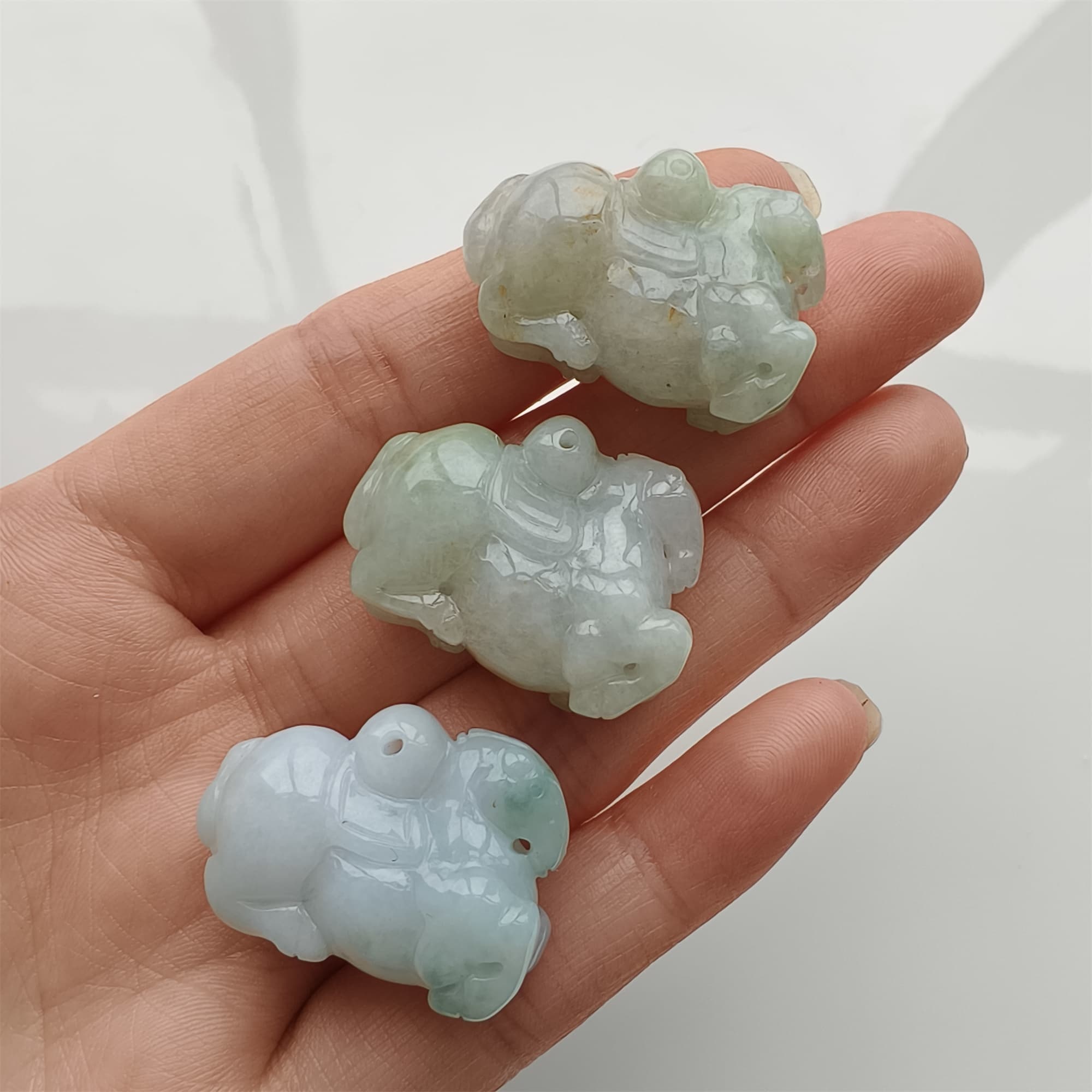 DDP 27.5mm Natural Certificated Type A Icy Green White Burmese Jadeite Fat Horse Beads