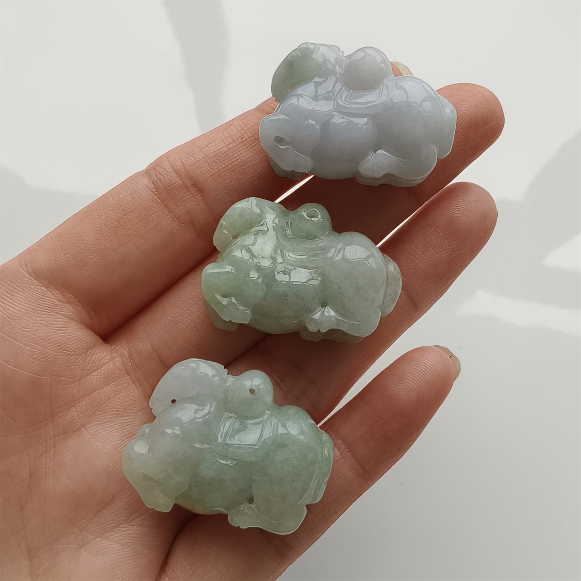 DDP 27.5mm Natural Certificated Type A Icy Green White Burmese Jadeite Fat Horse Beads