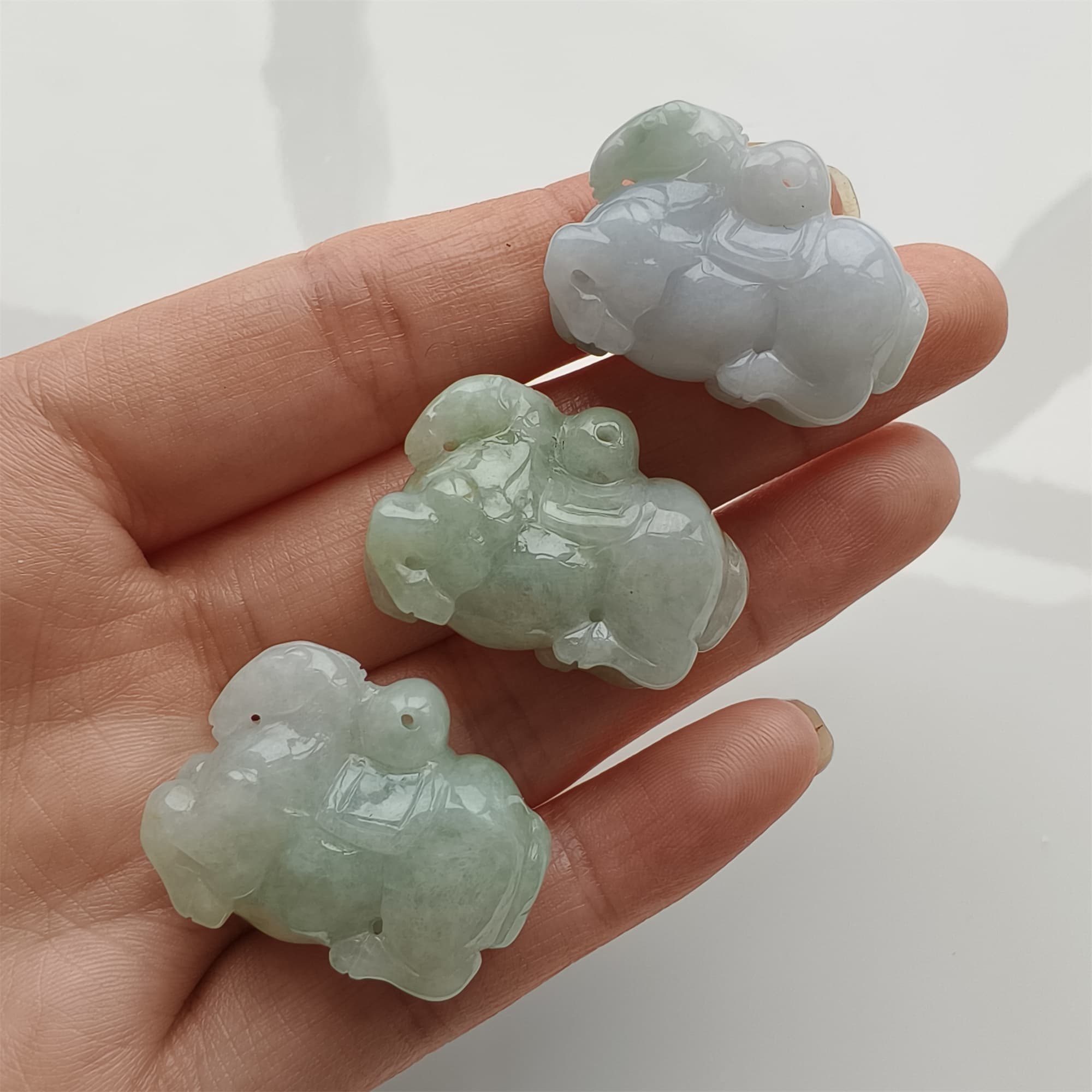 DDP 27.5mm Natural Certificated Type A Icy Green White Burmese Jadeite Fat Horse Beads