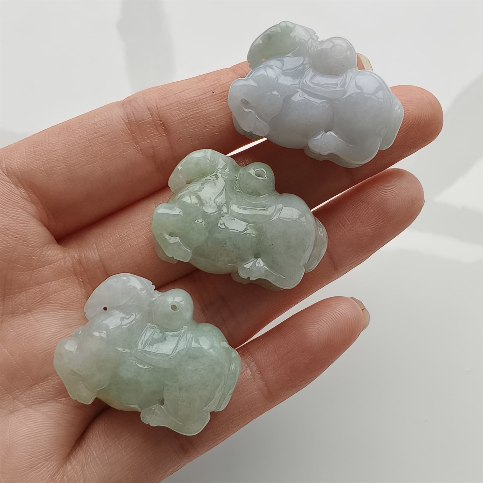 DDP 27.5mm Natural Certificated Type A Icy Green White Burmese Jadeite Fat Horse Beads