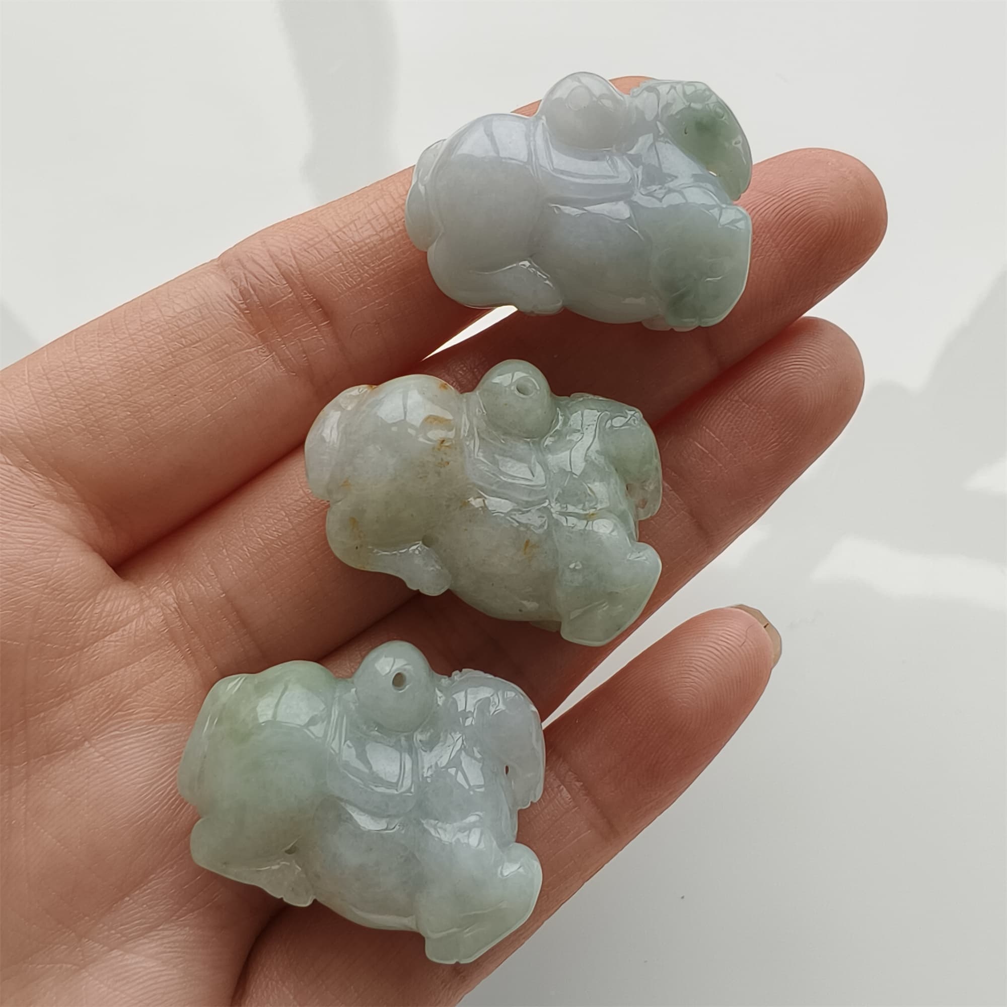 DDP 27.5mm Natural Certificated Type A Icy Green White Burmese Jadeite Fat Horse Beads
