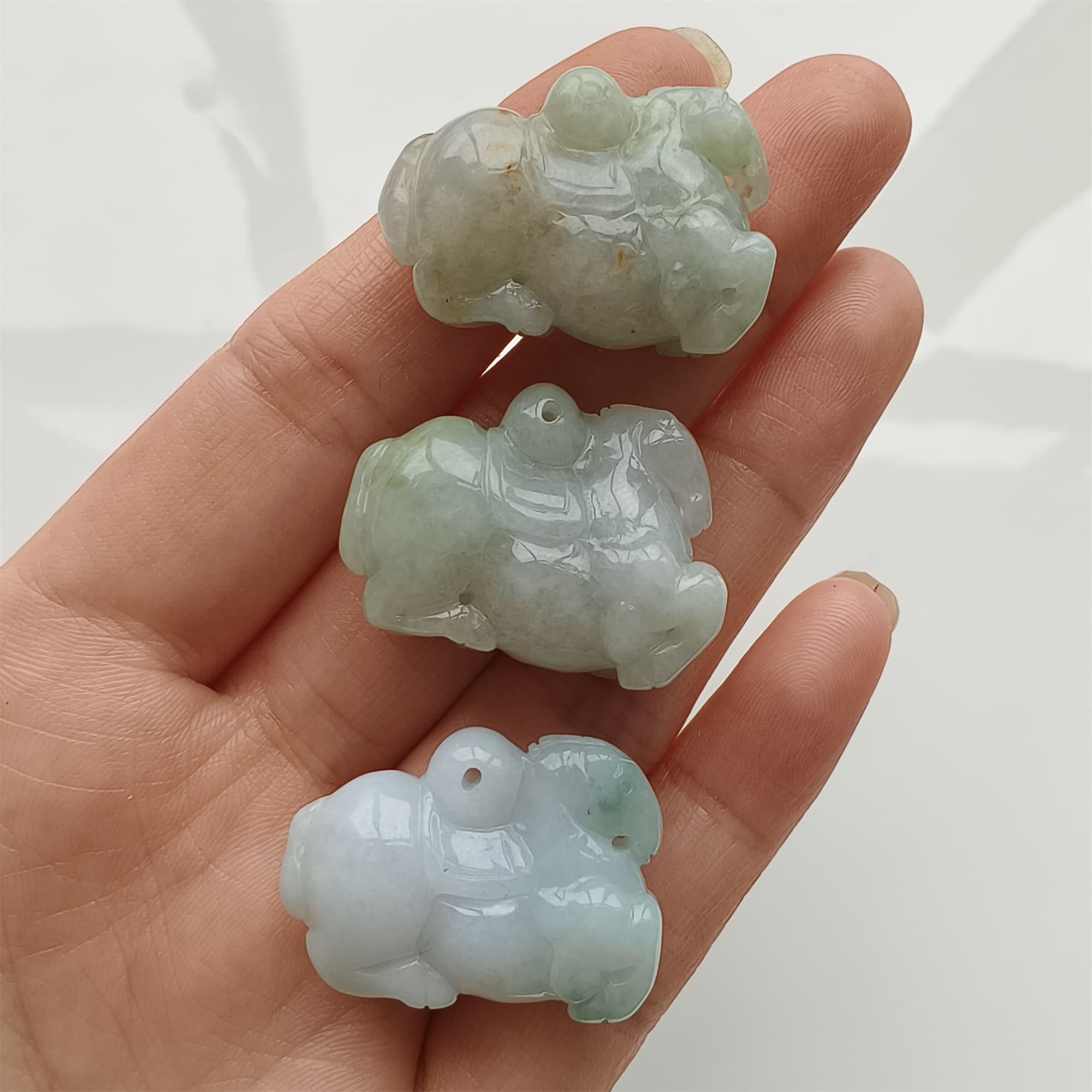 DDP 27.5mm Natural Certificated Type A Icy Green White Burmese Jadeite Fat Horse Beads