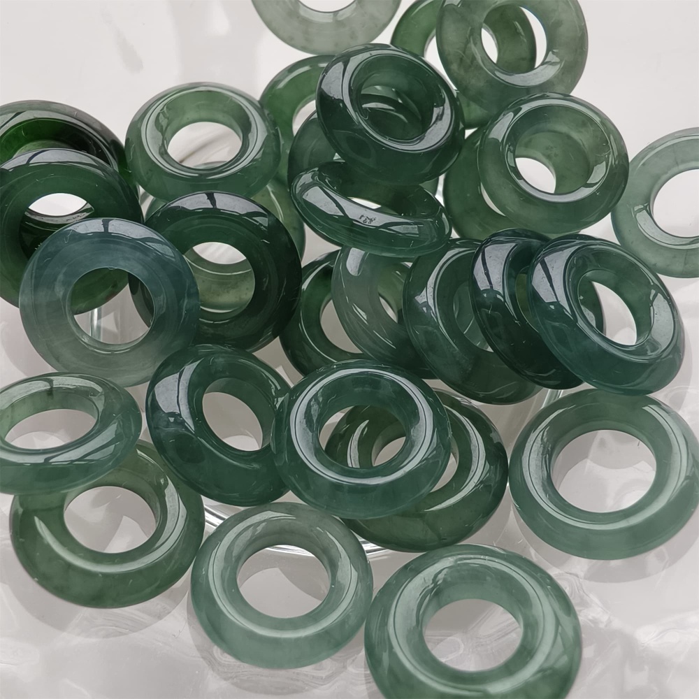 DDP 5pcs 11.5-13mm Natural Type A Blue Guatemalan Jadeite Donuts And Rings