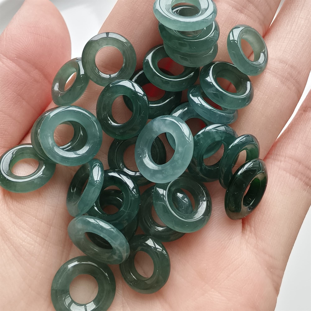 DDP 5pcs 11.5-13mm Natural Type A Blue Guatemalan Jadeite Donuts And Rings