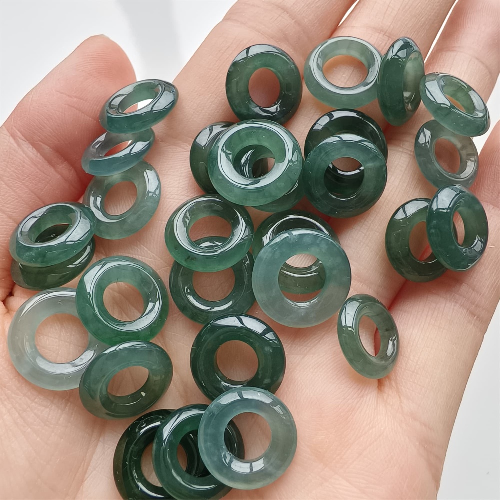 DDP 5pcs 11.5-13mm Natural Type A Blue Guatemalan Jadeite Donuts And Rings