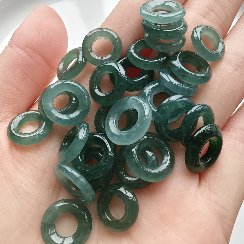 DDP 5pcs 11.5-13mm Natural Type A Blue Guatemalan Jadeite Donuts And Rings