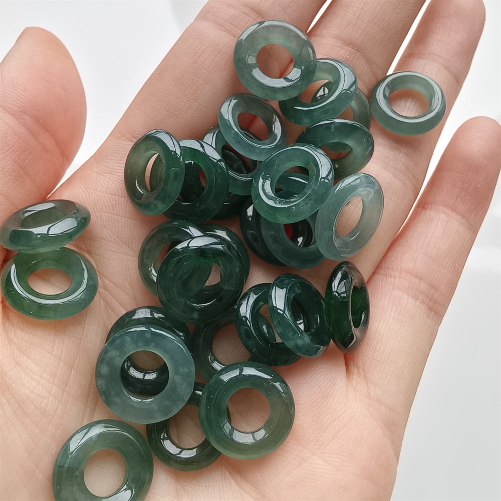 DDP 5pcs 11.5-13mm Natural Type A Blue Guatemalan Jadeite Donuts And Rings