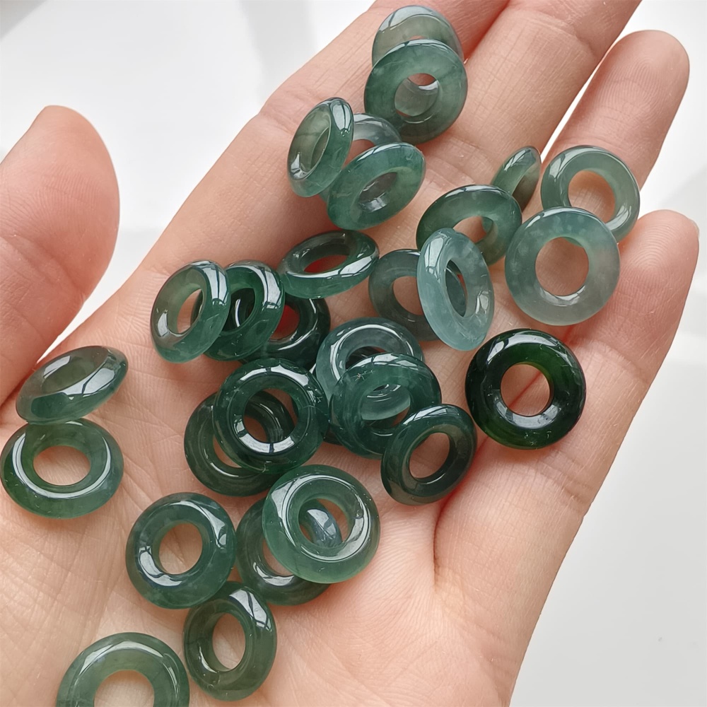 DDP 5pcs 11.5-13mm Natural Type A Blue Guatemalan Jadeite Donuts And Rings