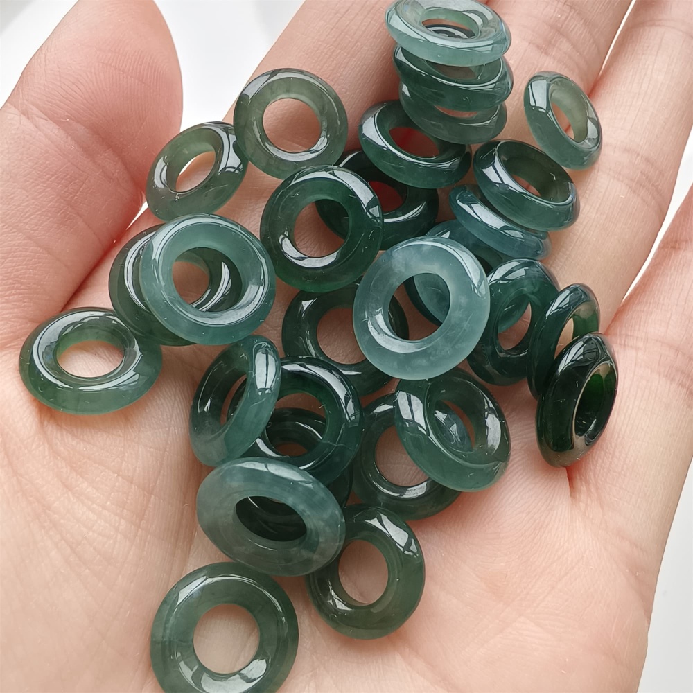 DDP 5pcs 11.5-13mm Natural Type A Blue Guatemalan Jadeite Donuts And Rings