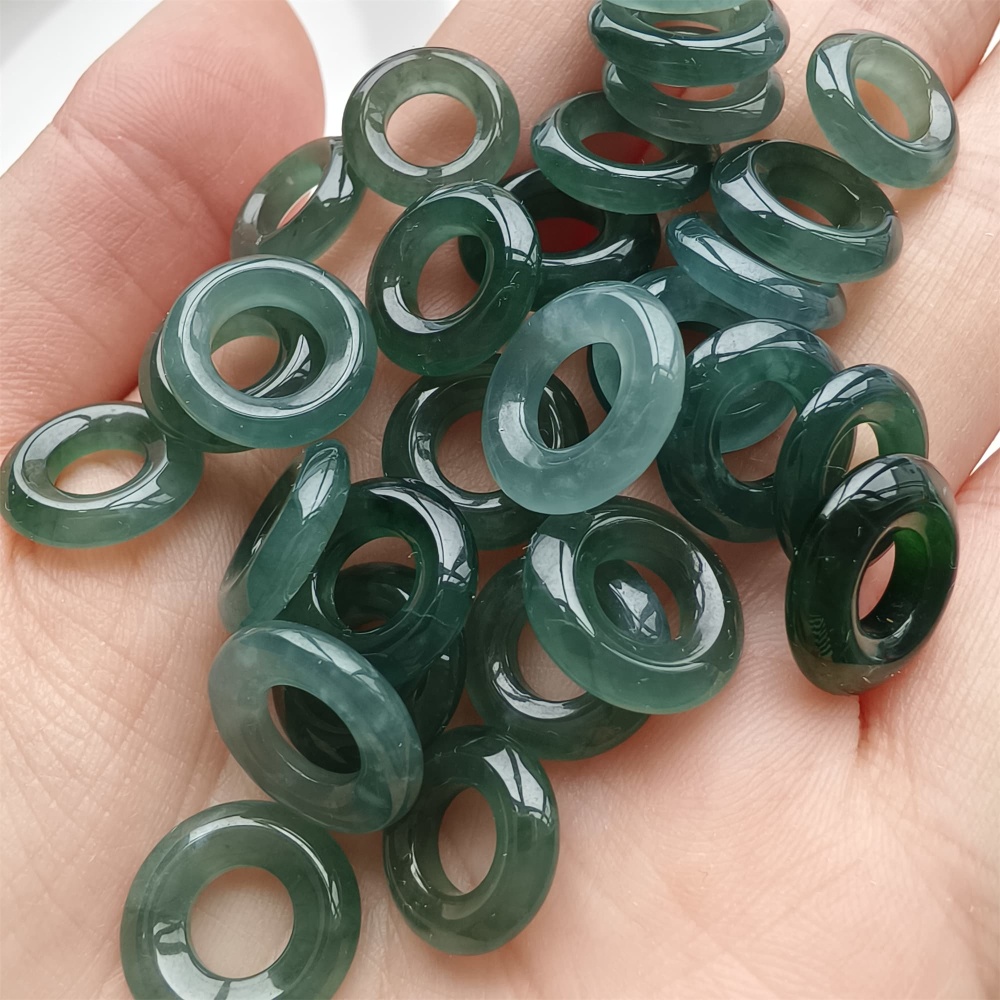 DDP 5pcs 11.5-13mm Natural Type A Blue Guatemalan Jadeite Donuts And Rings
