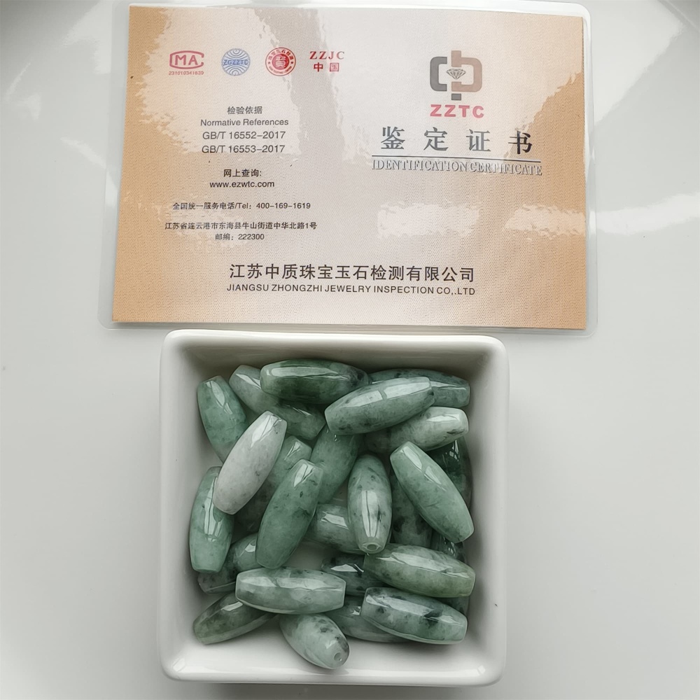 DDP 2pcs 25-26mm Natural Type A Untreated Green Black Chicken Species Burmese Jadeite Big Oval Beads