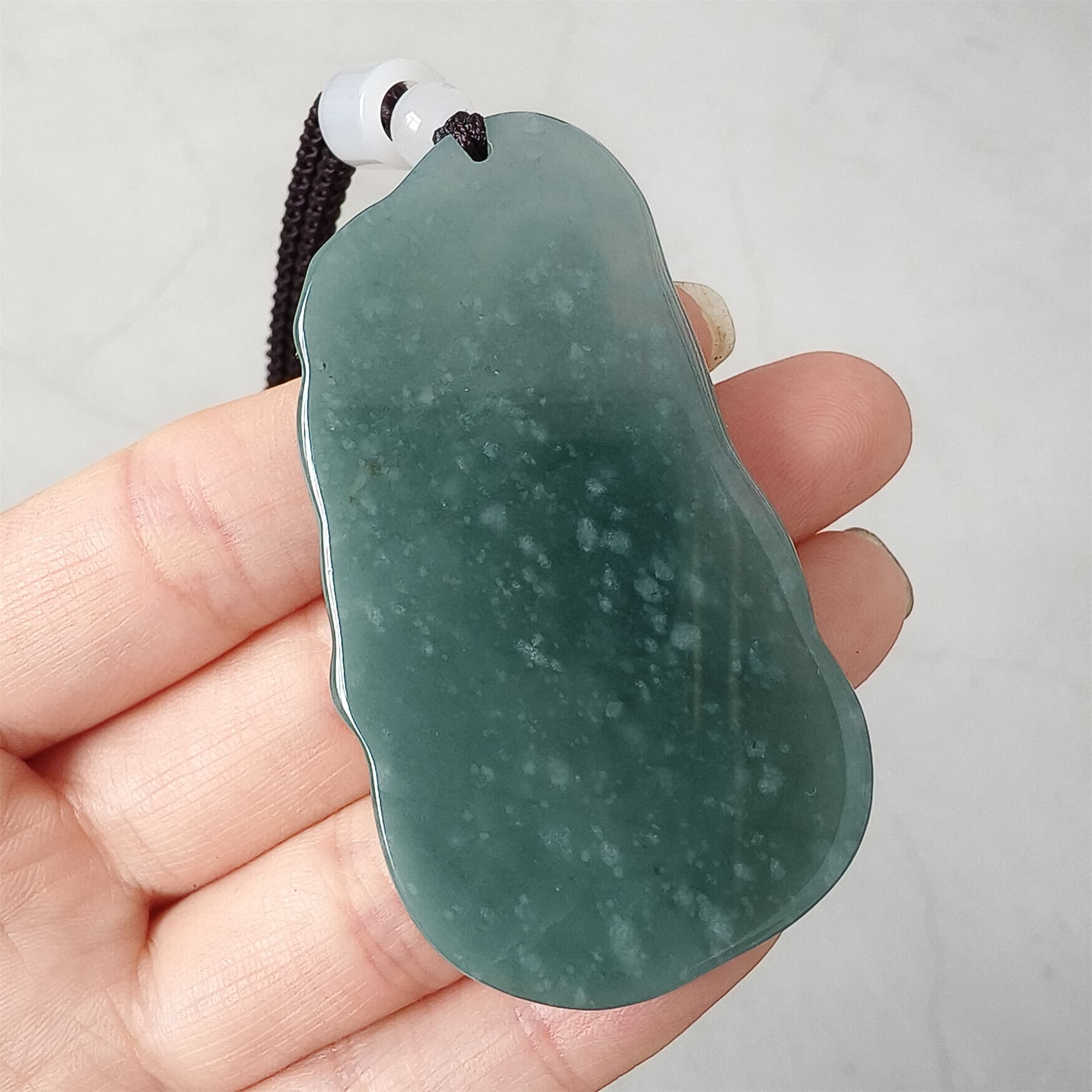 DDP 59mm Natural Certificated Type A Icy Blue Watery Guatemalan Jadeite Irregular Pendant With Buddha Carved
