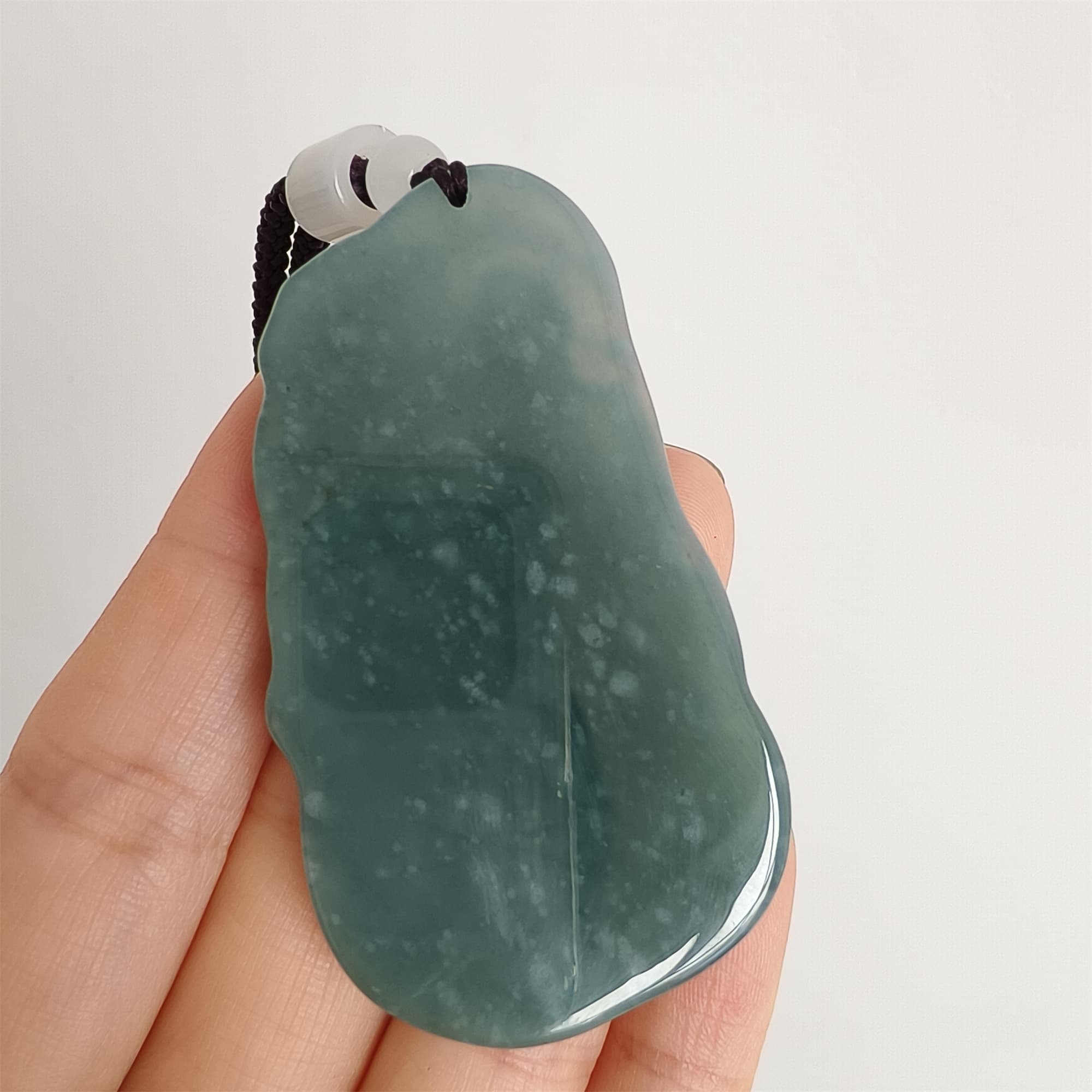 DDP 59mm Natural Certificated Type A Icy Blue Watery Guatemalan Jadeite Irregular Pendant With Buddha Carved