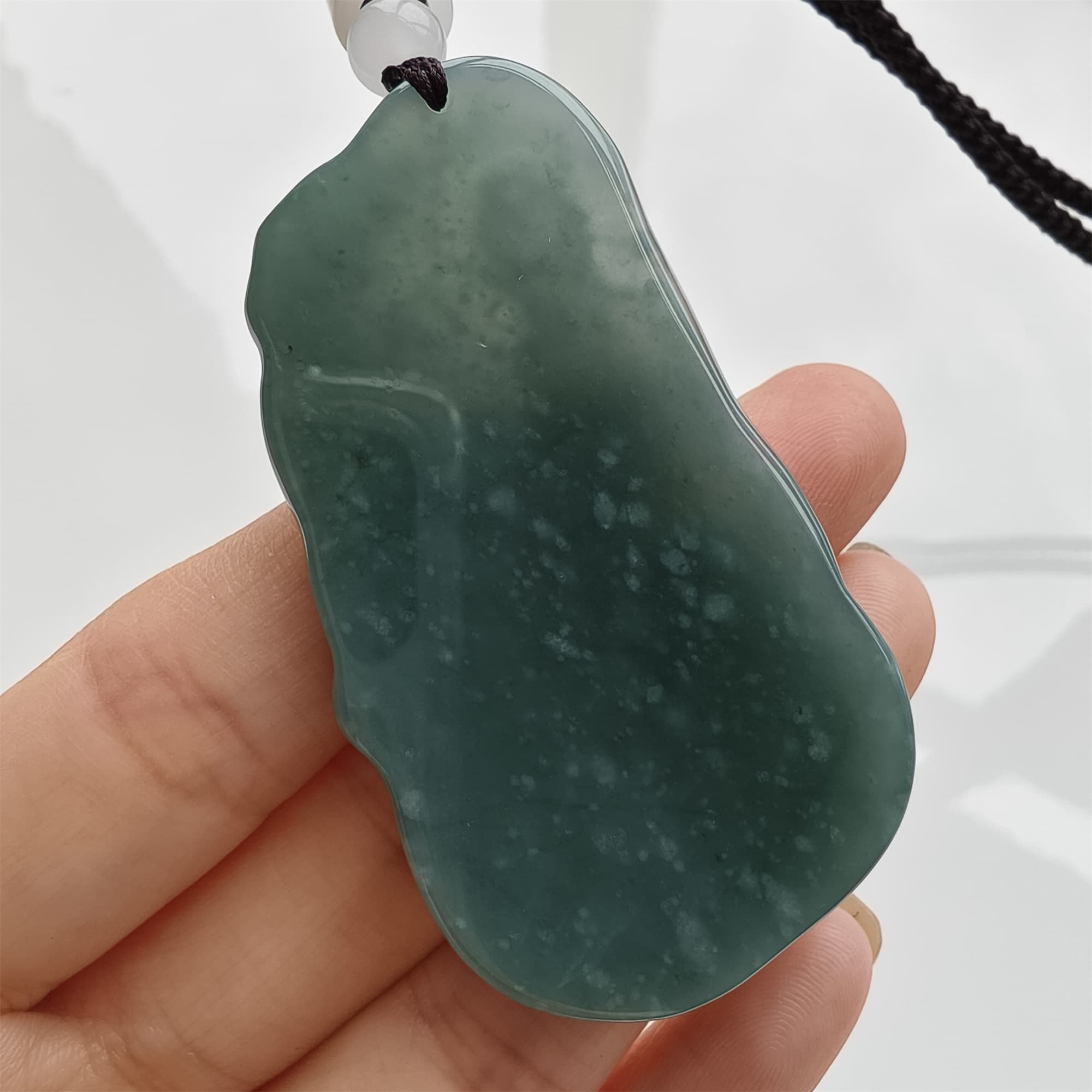 DDP 59mm Natural Certificated Type A Icy Blue Watery Guatemalan Jadeite Irregular Pendant With Buddha Carved