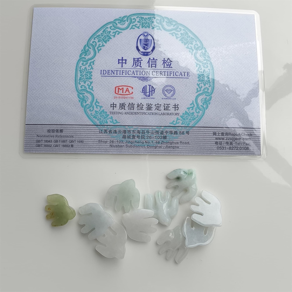 DDP 5pcs 15-16mm Natural Certificated Type A Icy Green White Burmese Jadeite Swallow Beads