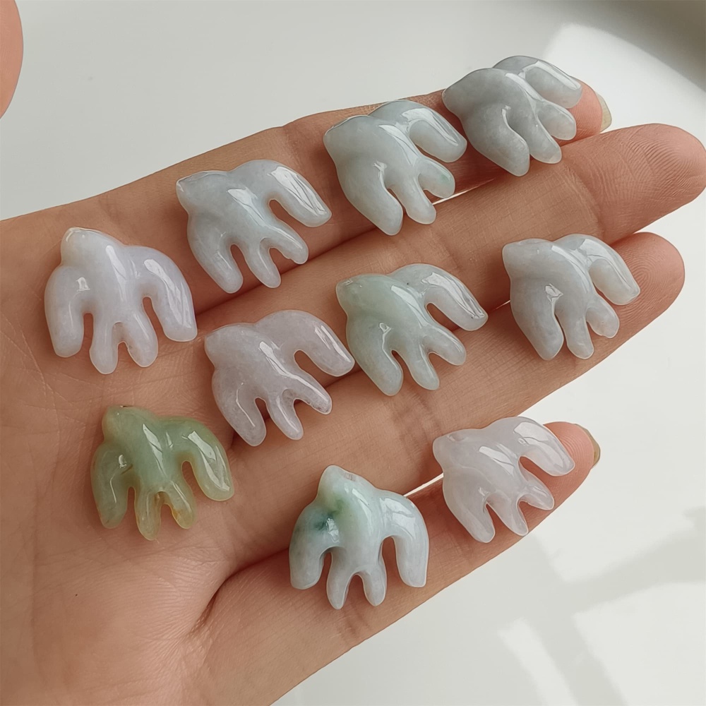 DDP 5pcs 15-16mm Natural Certificated Type A Icy Green White Burmese Jadeite Swallow Beads