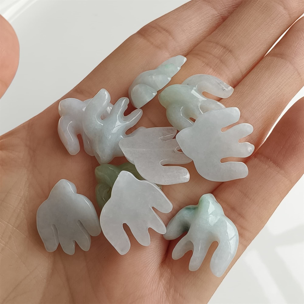 DDP 5pcs 15-16mm Natural Certificated Type A Icy Green White Burmese Jadeite Swallow Beads