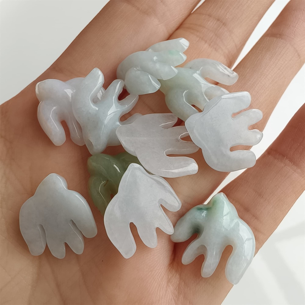 DDP 5pcs 15-16mm Natural Certificated Type A Icy Green White Burmese Jadeite Swallow Beads