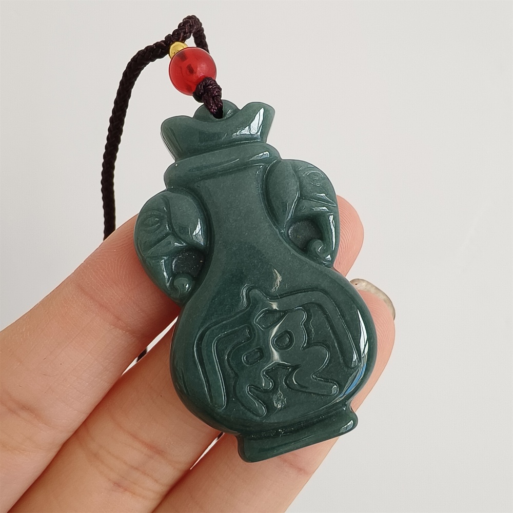 DDP 43mm Natural Certificated Type A Icy Blue Guatemalan Jadeite Elephant Ear Vase Pendant