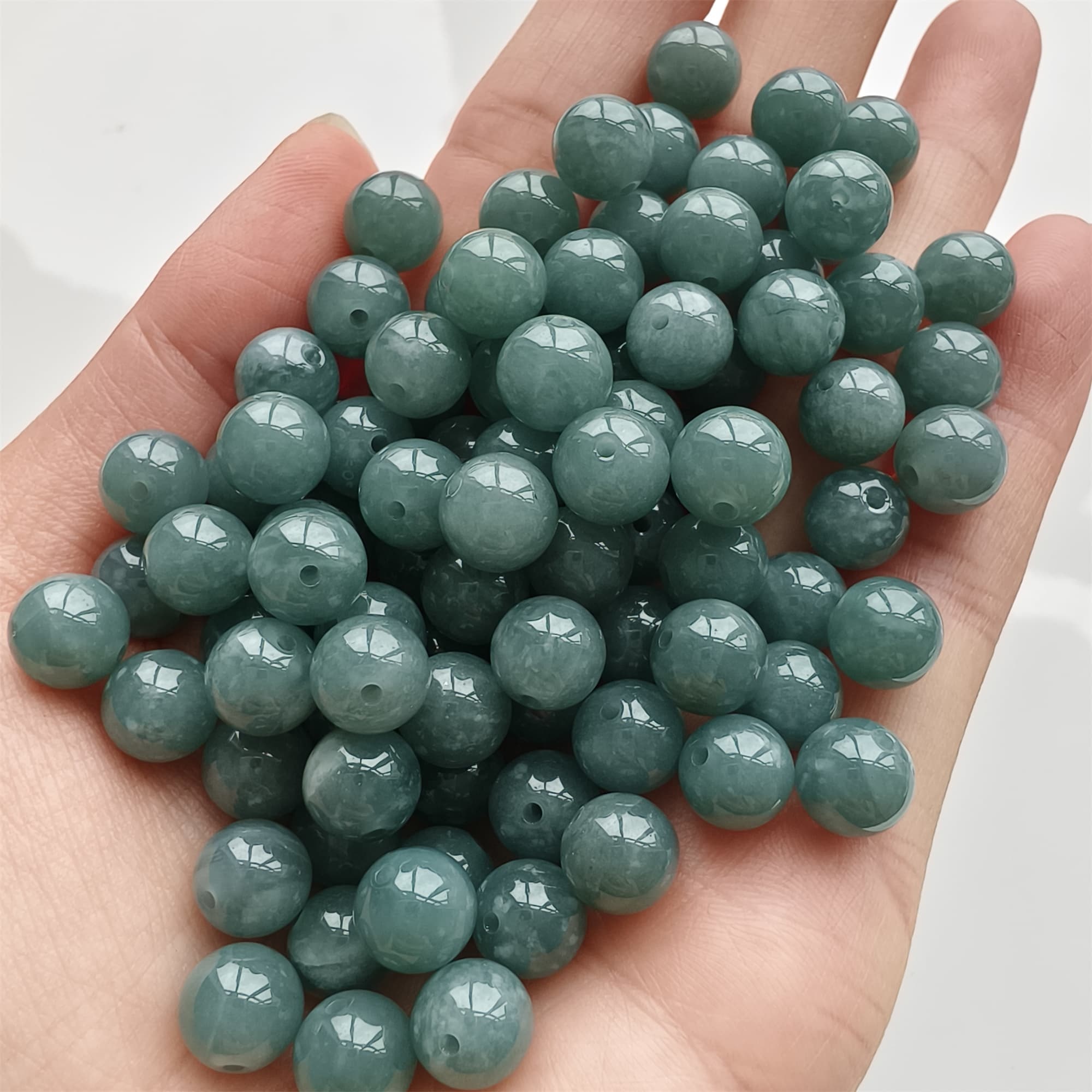 DDP 25pcs 8mm Natural Type A Blue Guatemalan Jadeite Round Beads