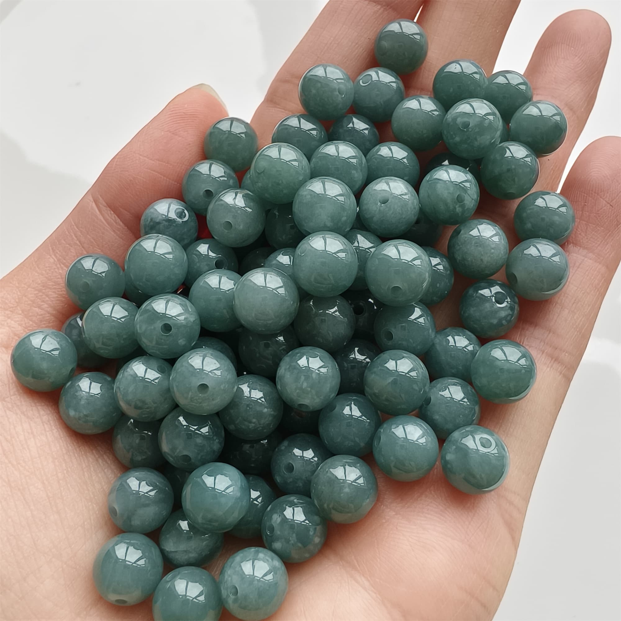 DDP 25pcs 8mm Natural Type A Blue Guatemalan Jadeite Round Beads