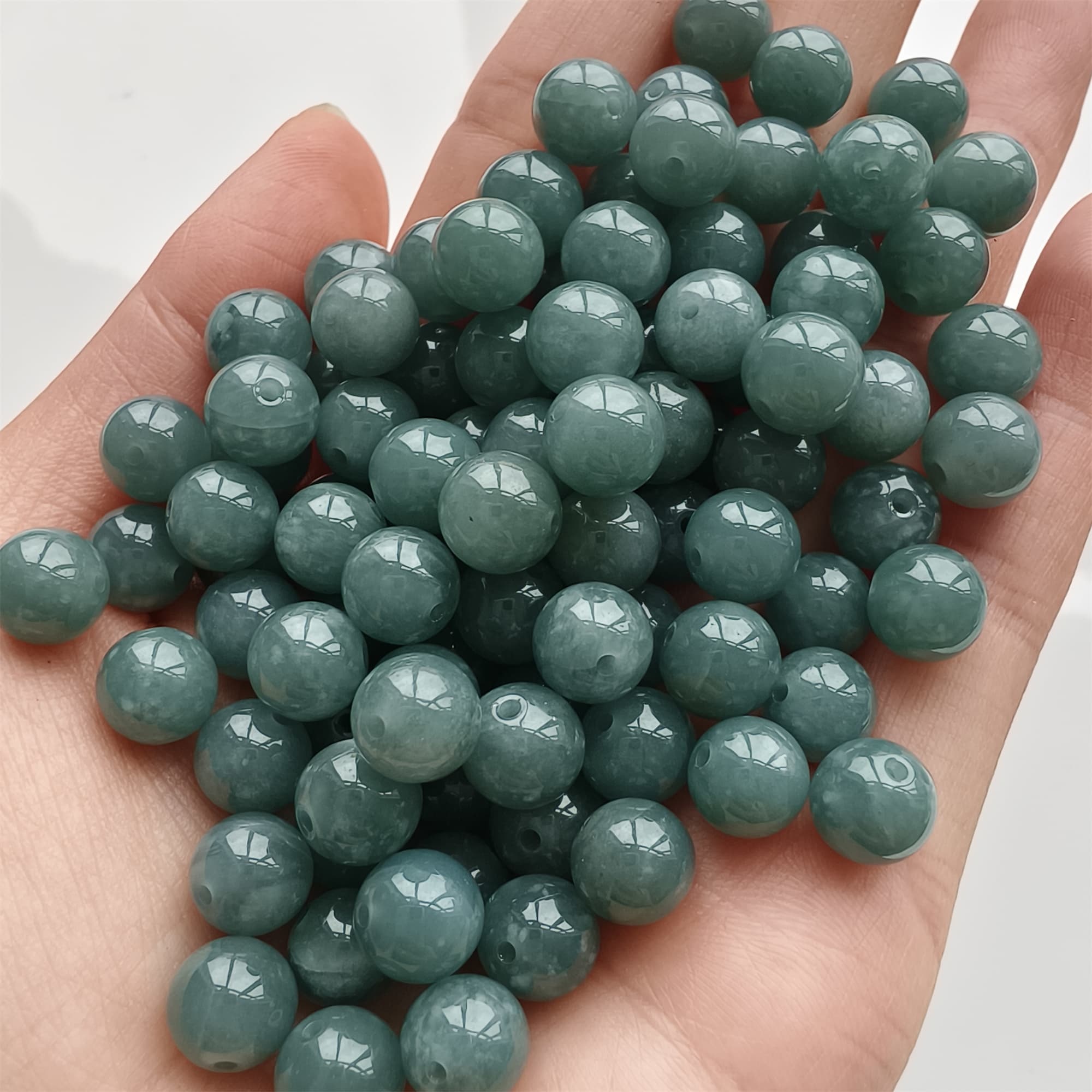 DDP 25pcs 8mm Natural Type A Blue Guatemalan Jadeite Round Beads