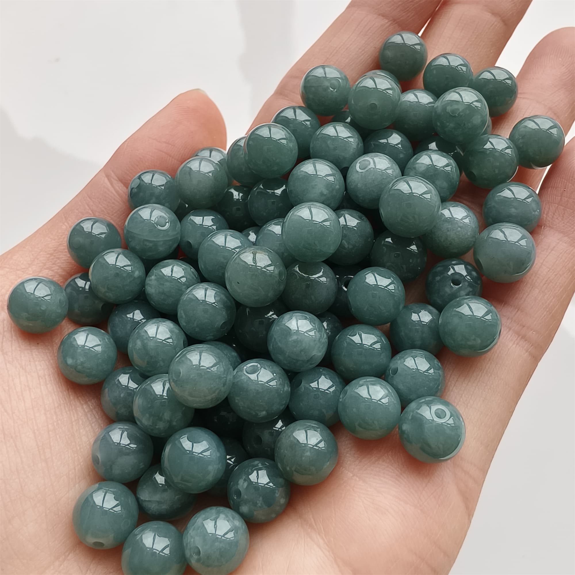 DDP 25pcs 8mm Natural Type A Blue Guatemalan Jadeite Round Beads