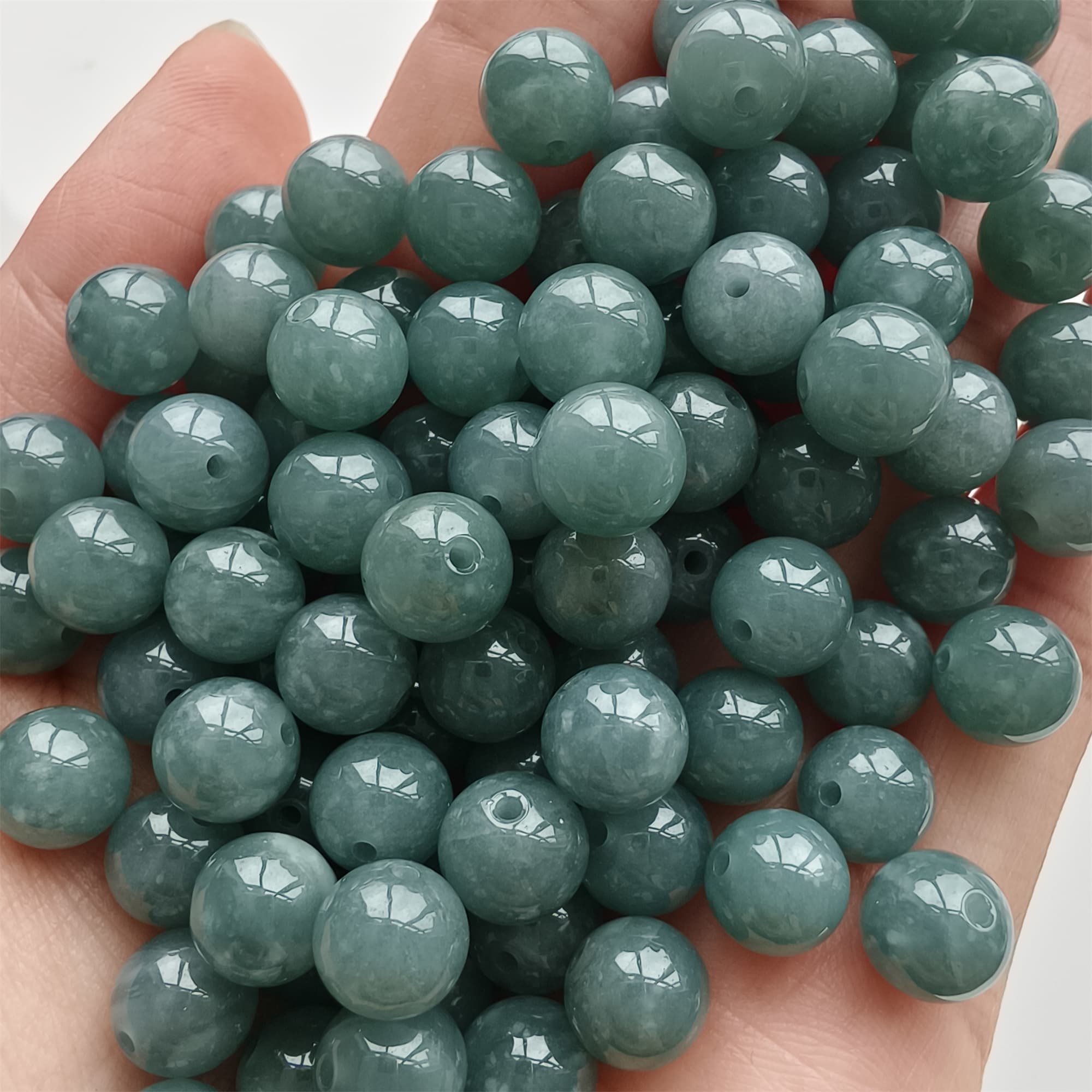 DDP 25pcs 8mm Natural Type A Blue Guatemalan Jadeite Round Beads