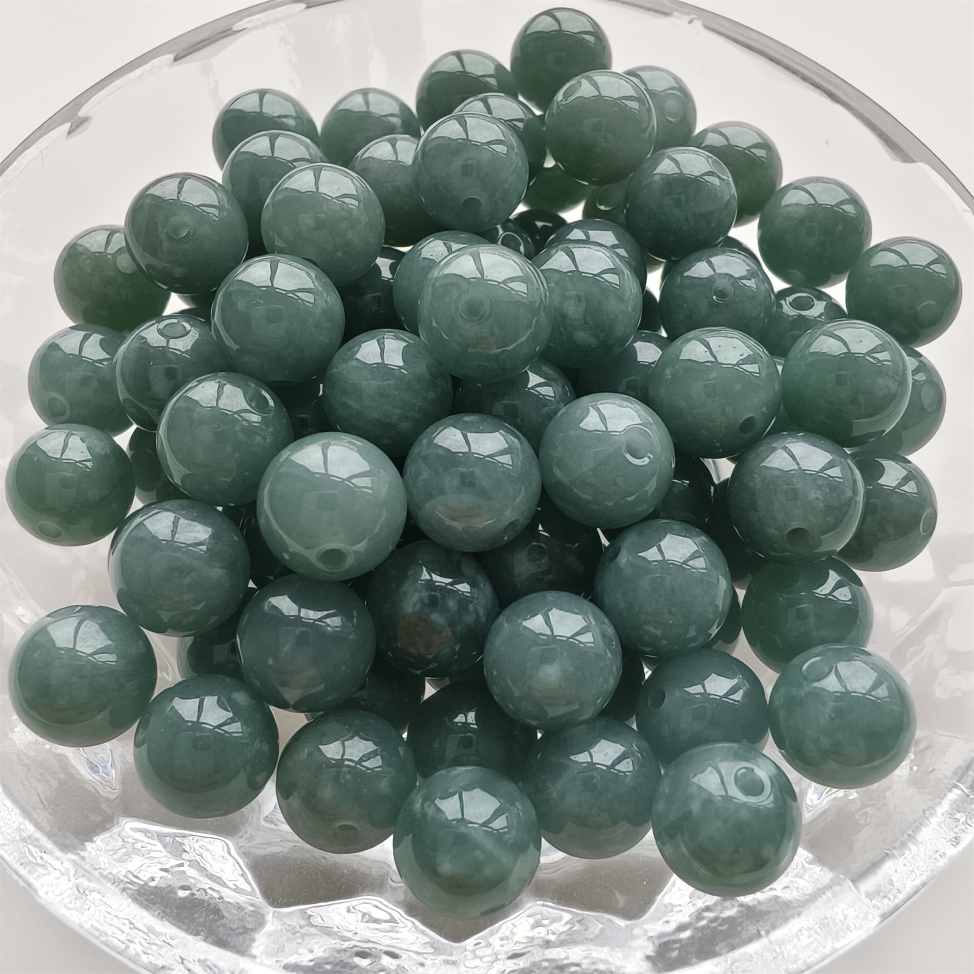 DDP 25pcs 8mm Natural Type A Blue Guatemalan Jadeite Round Beads