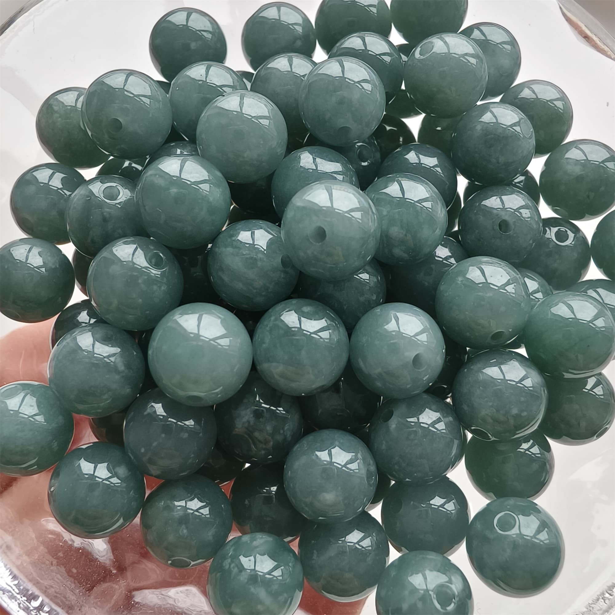 DDP 25pcs 8mm Natural Type A Blue Guatemalan Jadeite Round Beads