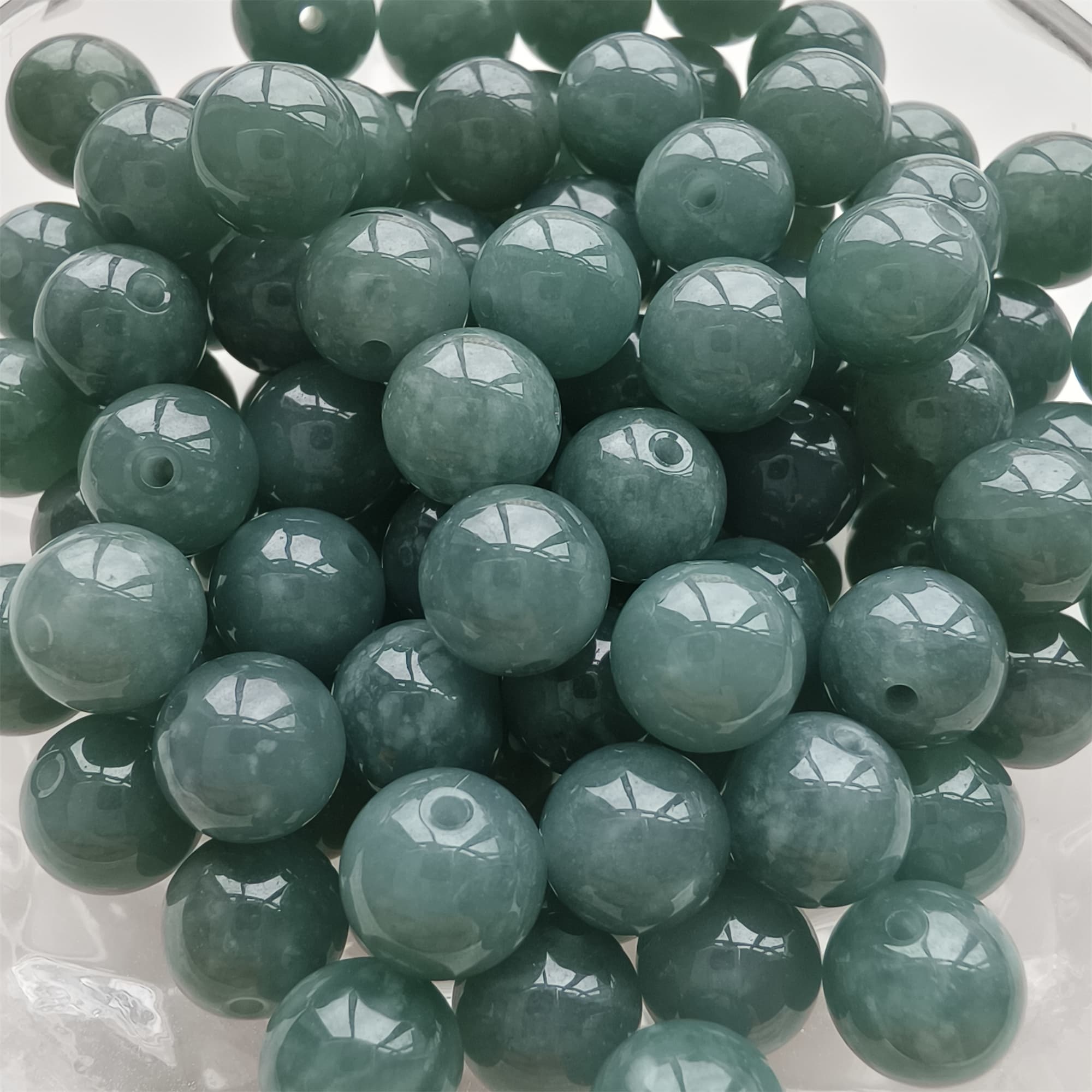 DDP 25pcs 8mm Natural Type A Blue Guatemalan Jadeite Round Beads