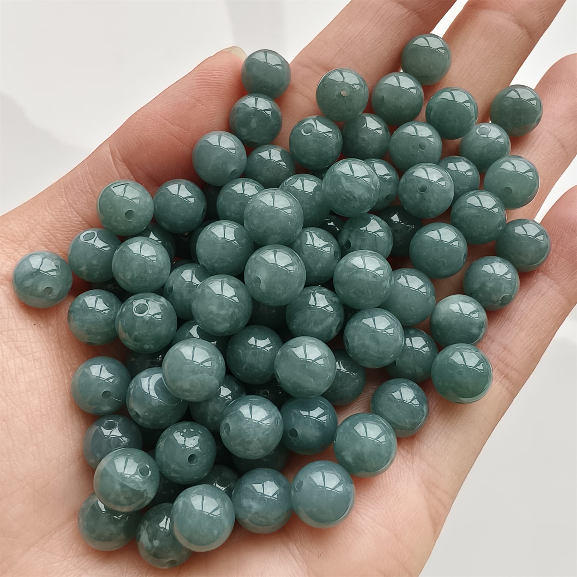 DDP 25pcs 8mm Natural Type A Blue Guatemalan Jadeite Round Beads