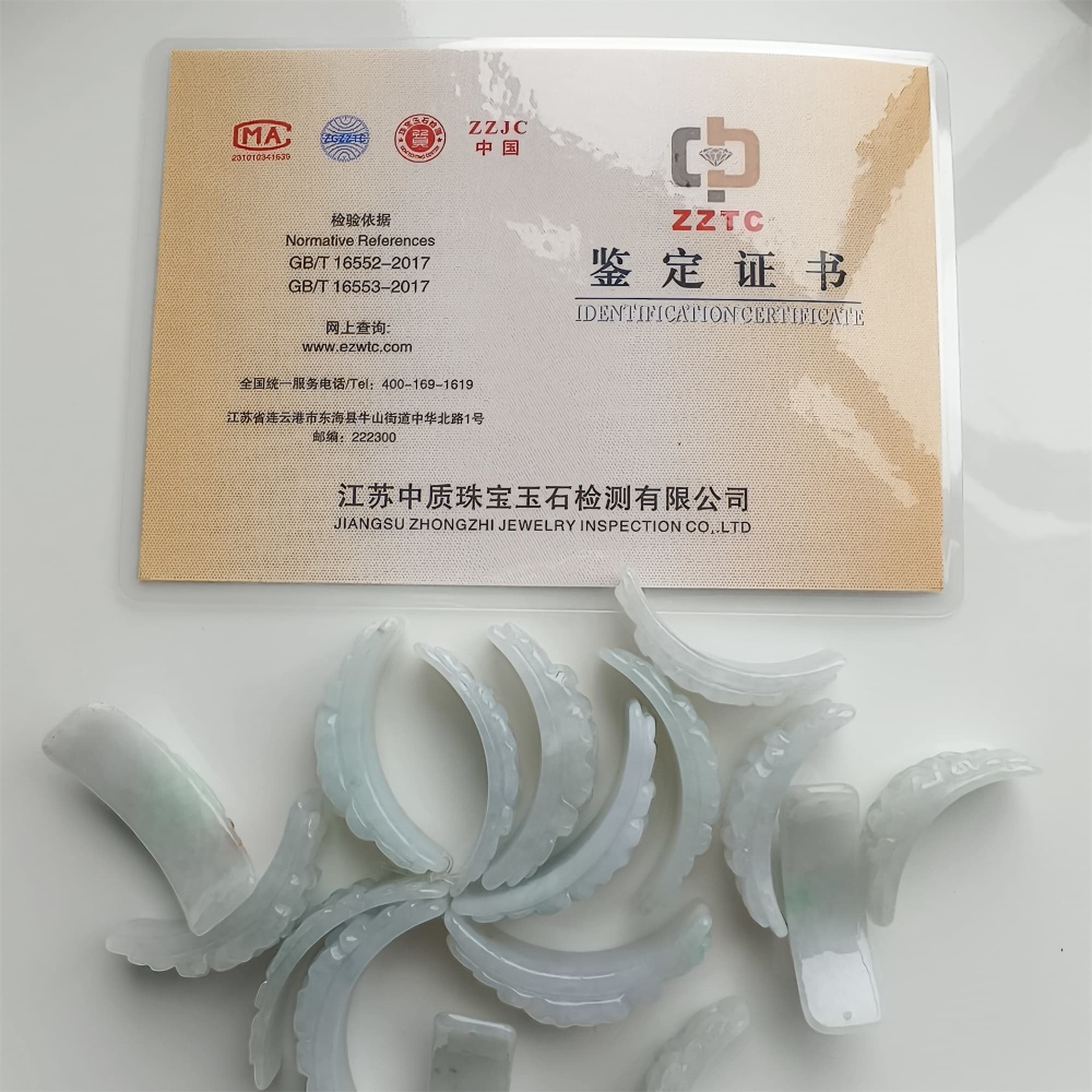 DDP 38mm Natural Type A Untreated White Green Burmese Jadeite Curved Bar With Rose Carved For Making Bracelet
