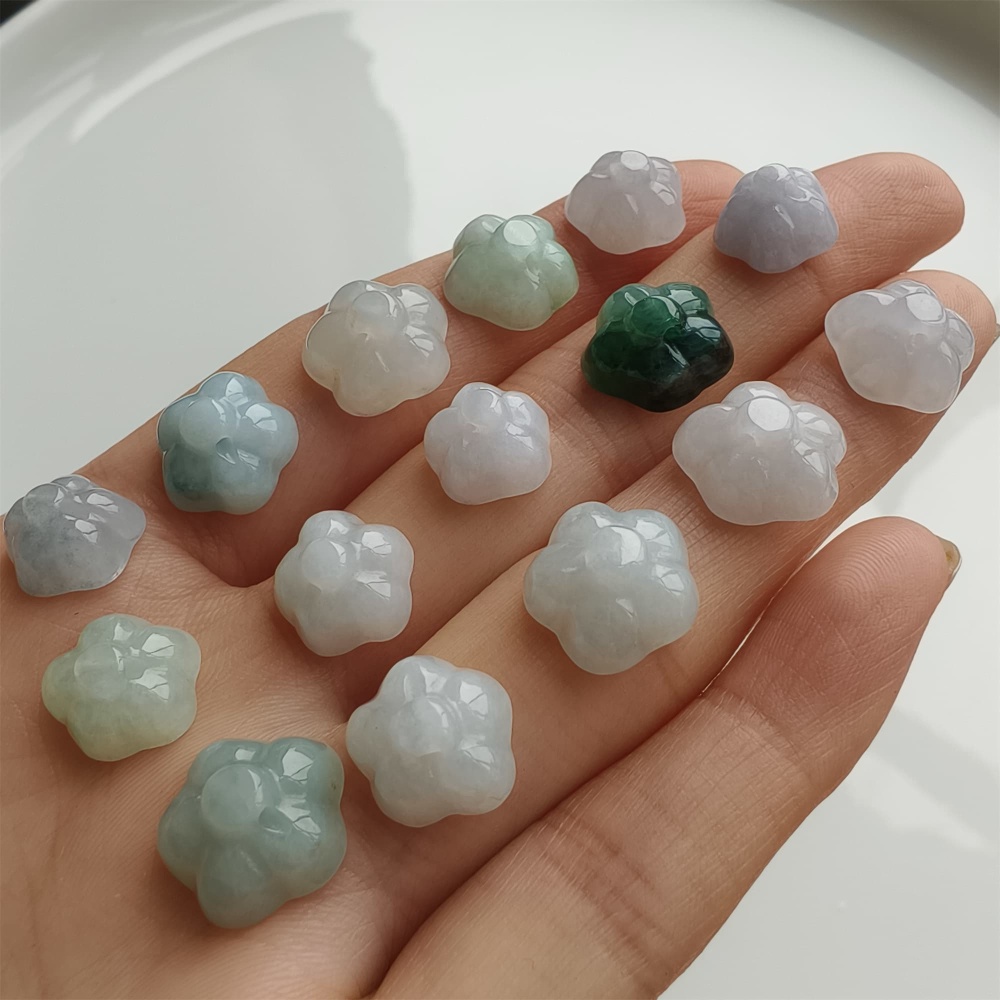 DDP 5pcs 10-12mm Natural Certificated Type A Icy Green White Burmese Jadeite Lotus Seed Pod Beads