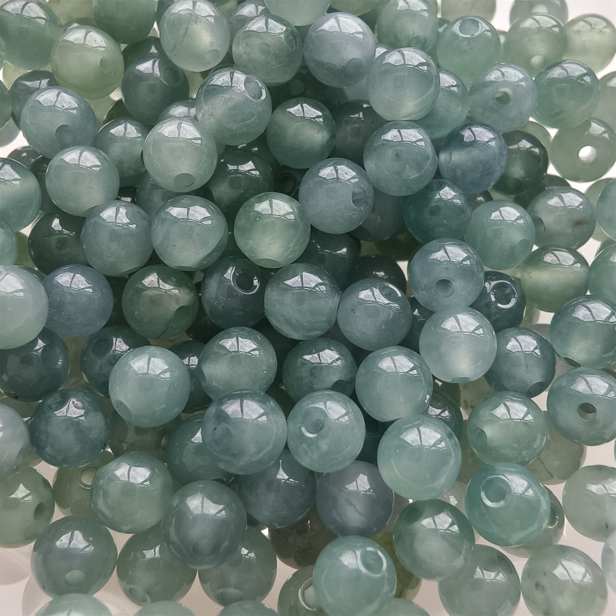 DDP 50pcs 4.5mm Natural Certificated Type A Icy Waxy Blue Watery Guatemalan Jadeite Round Beads