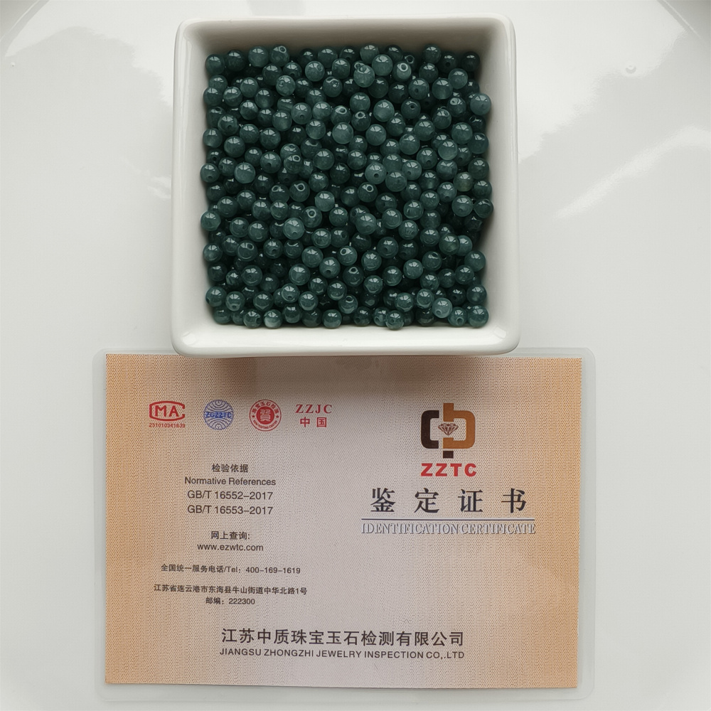 DDP 50pcs 4.5mm Natural Certificated Type A Icy Waxy Blue Watery Guatemalan Jadeite Round Beads