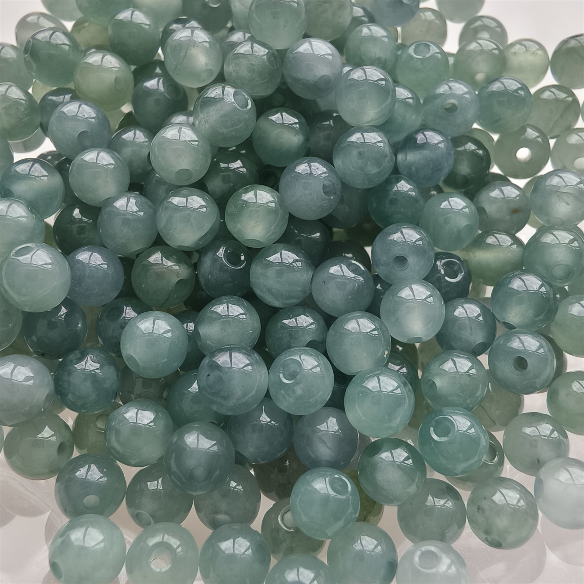 DDP 50pcs 4.5mm Natural Certificated Type A Icy Waxy Blue Watery Guatemalan Jadeite Round Beads