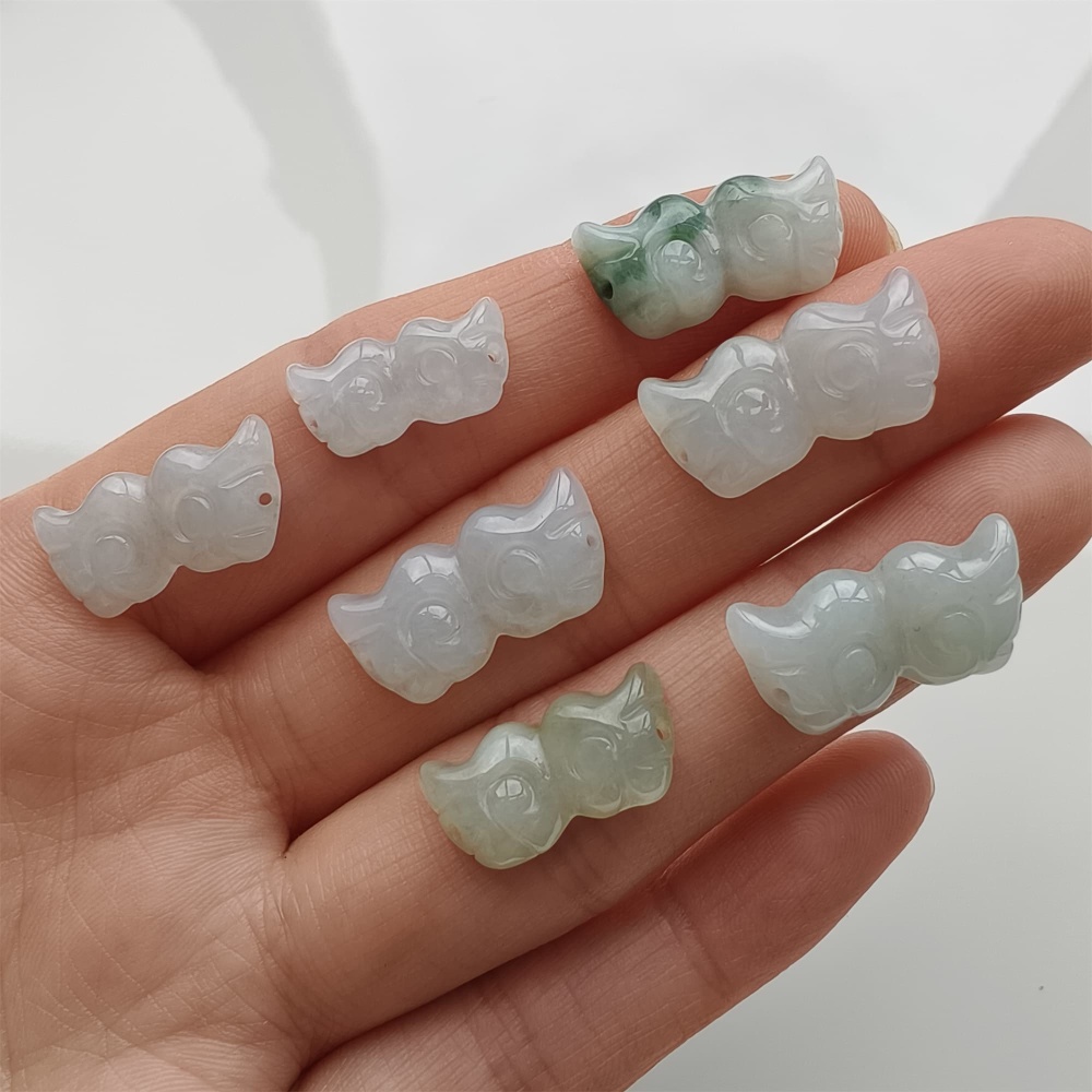 DDP 5pcs 16-19.5mm Natural Certificated Type A Icy Green White Burmese Jadeite Wing Beads
