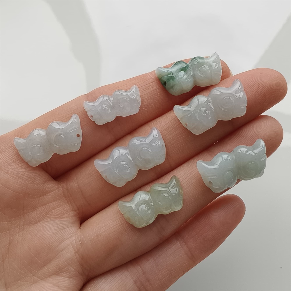 DDP 5pcs 16-19.5mm Natural Certificated Type A Icy Green White Burmese Jadeite Wing Beads