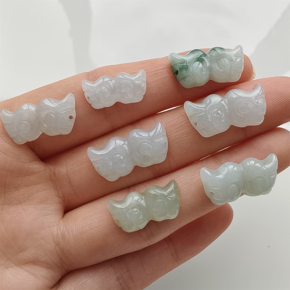 DDP 5pcs 16-19.5mm Natural Certificated Type A Icy Green White Burmese Jadeite Wing Beads