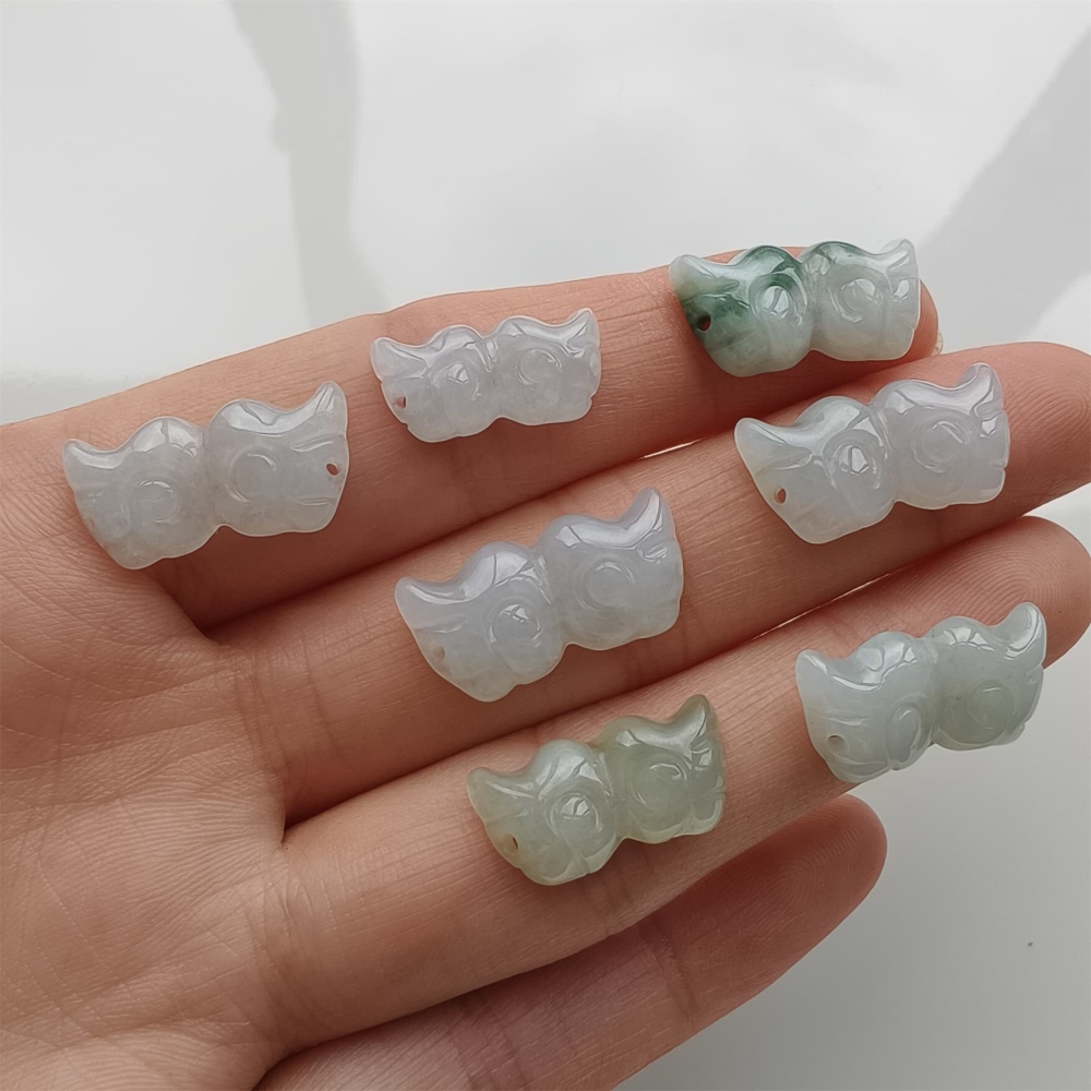 DDP 5pcs 16-19.5mm Natural Certificated Type A Icy Green White Burmese Jadeite Wing Beads