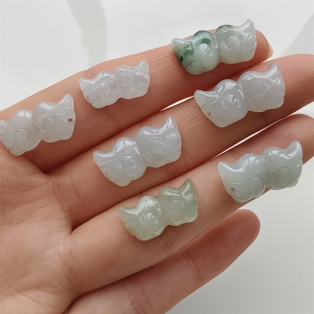 DDP 5pcs 16-19.5mm Natural Certificated Type A Icy Green White Burmese Jadeite Wing Beads